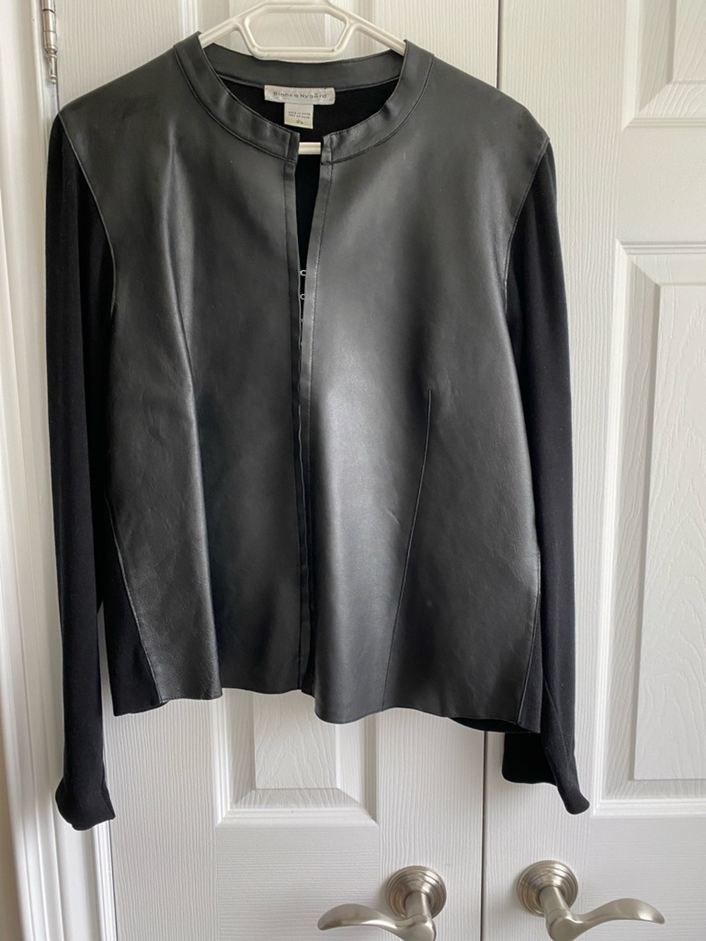 Bianca Nygard Leather Black Faux Leather Front womens Shirt Jacket